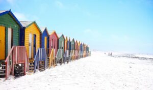 beach, beach huts, colorful